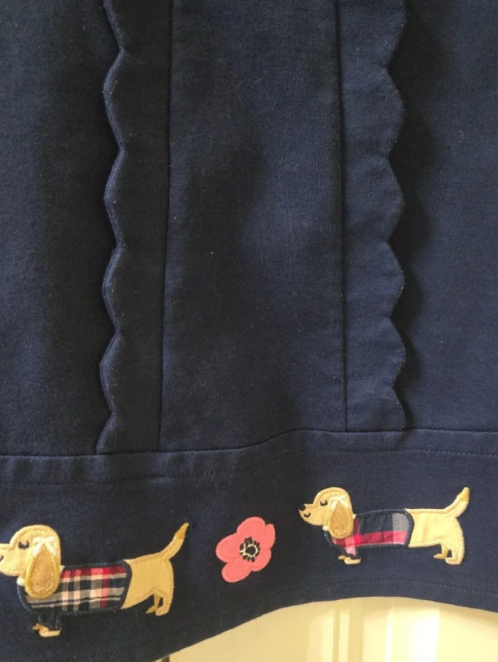 Gymboree 12-18M Navy Dress with Pink Bow and Dachshund Appliqué